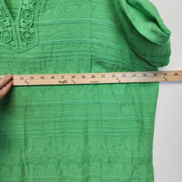 Alfred Dunner Tropic Zone Lace Trim Top Size 2X Green 3/4 Sleeve Flocked Mature - Picture 11 of 11